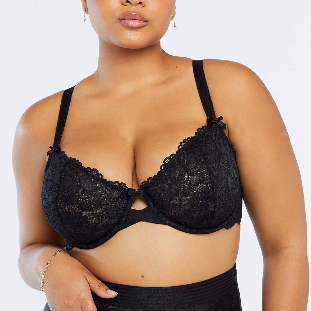 Savage X Fenty Black Floral Lace Unlined Underwire Bra 42H